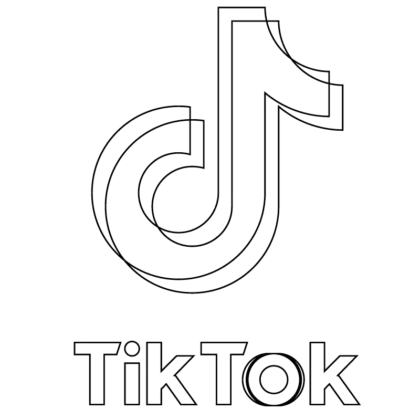 Dessin logo TikTok noir et blanc à colorier